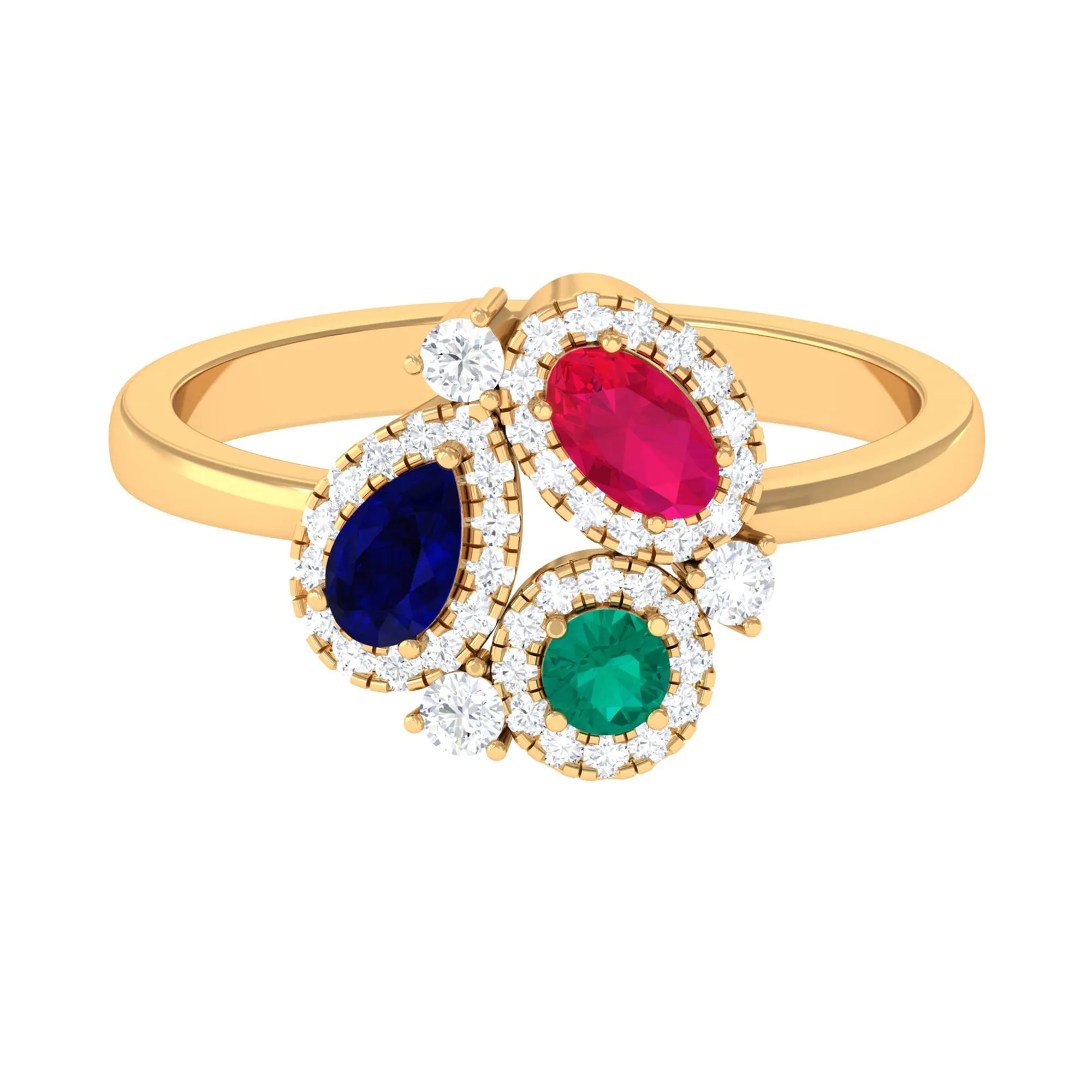 1.25 CT Multi Gemstone Cocktail Ring with Moissanite Accent