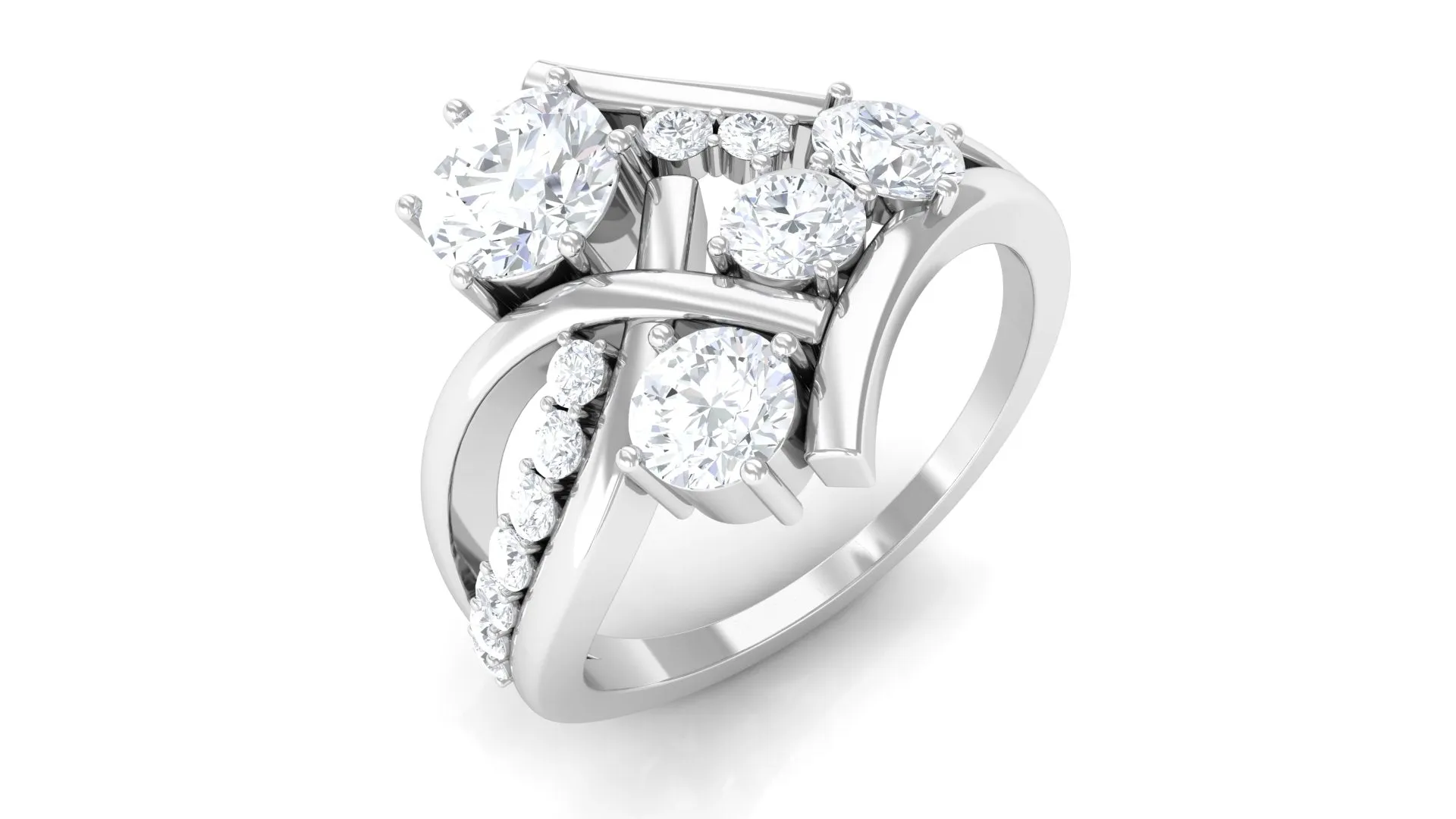2 CT Round Moissanite Cocktail Engagement Ring