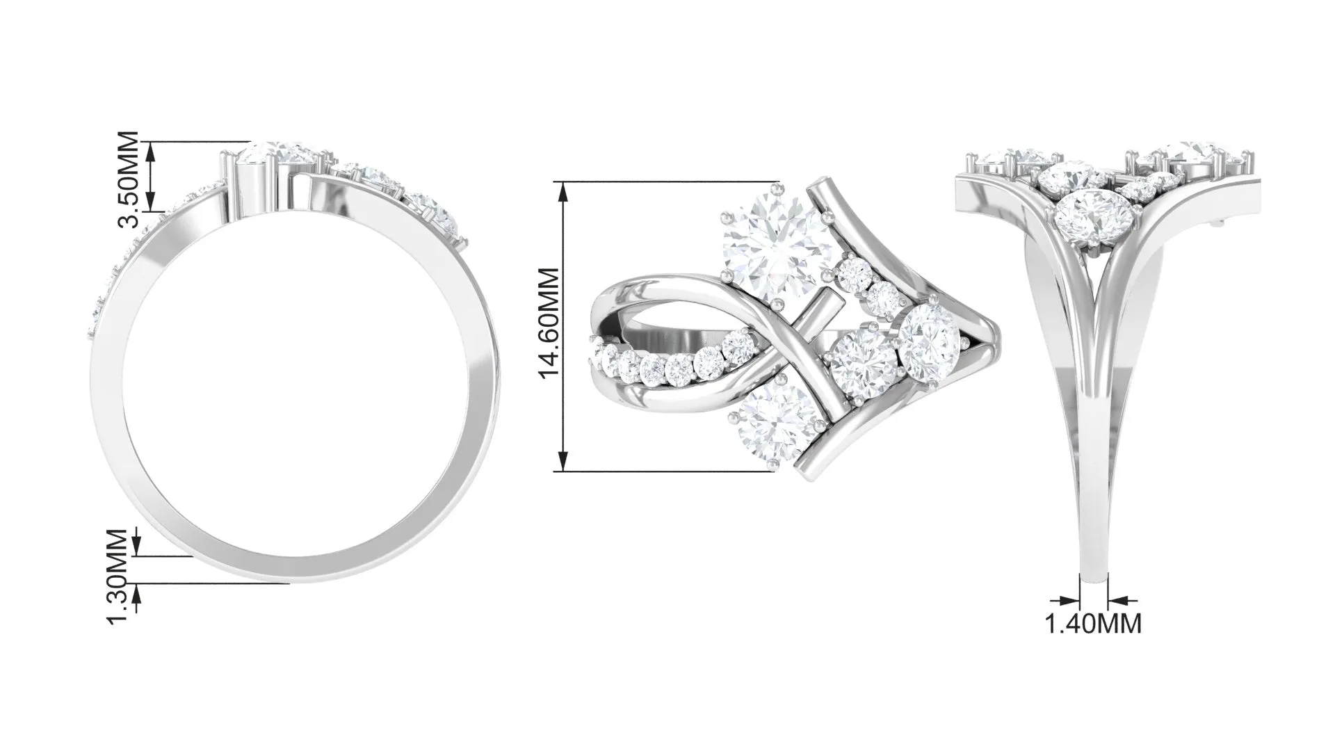 2 CT Round Moissanite Cocktail Engagement Ring