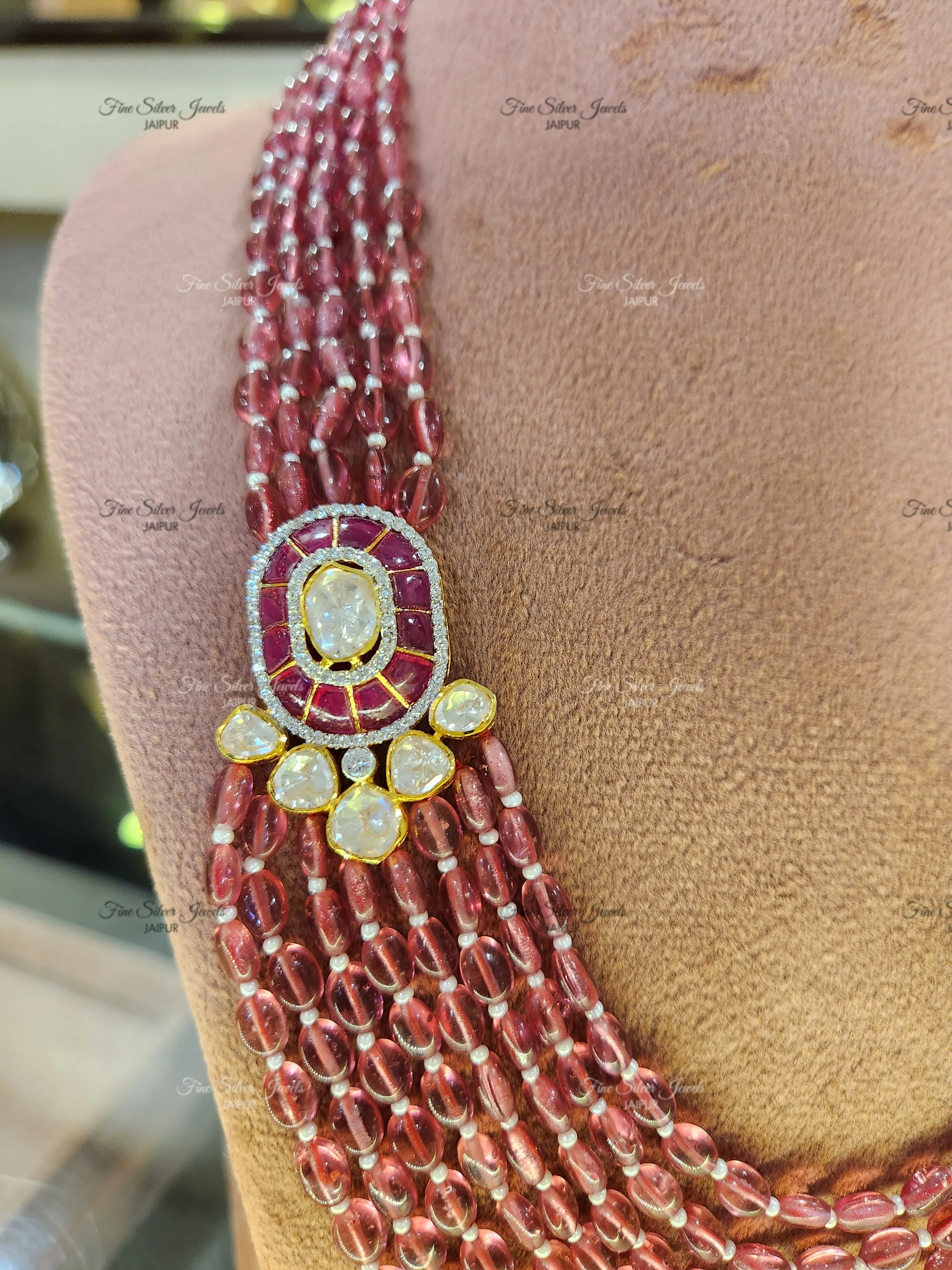 925 Silver RUBY BLISSFUL NECKLACE SET