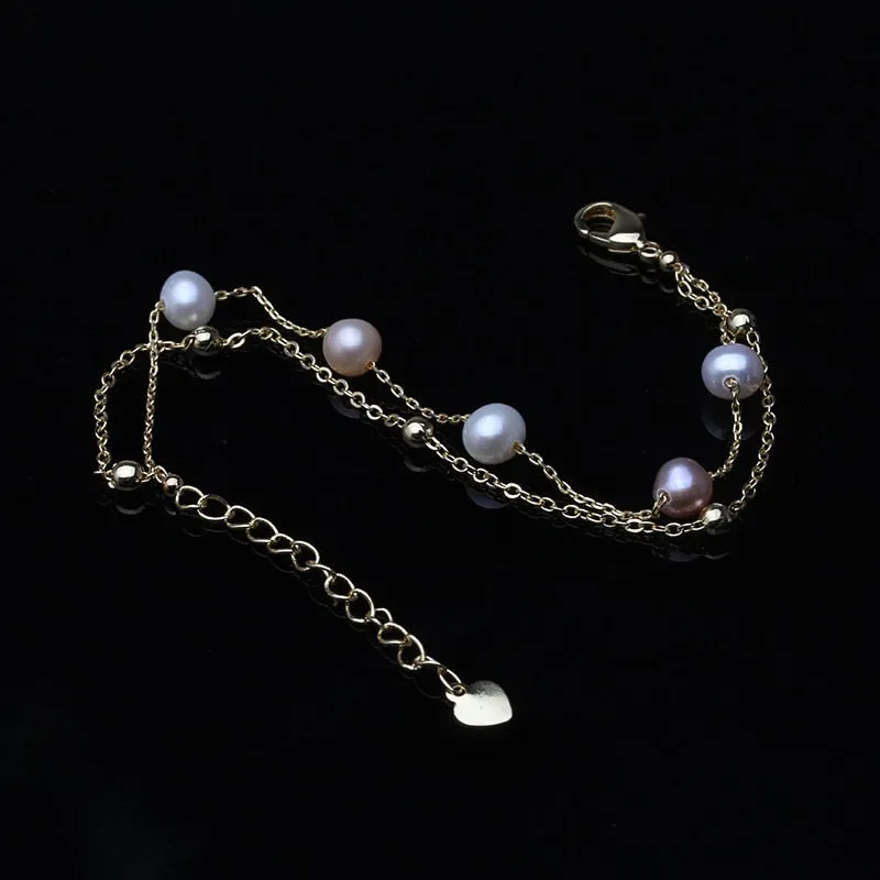 925 sterling silver Bracelet Natural Freshwater Pearl Bracelets