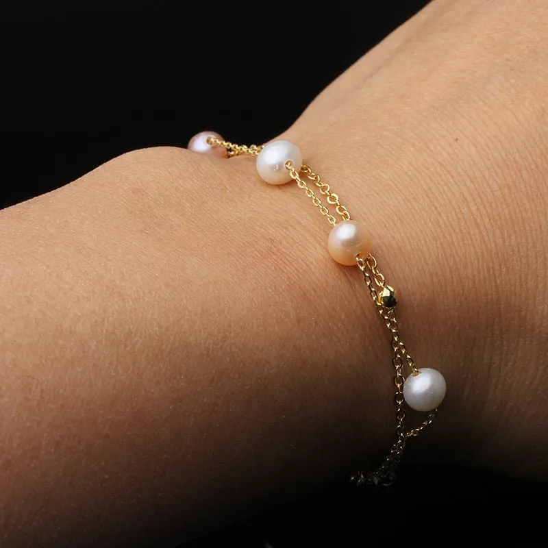 925 sterling silver Bracelet Natural Freshwater Pearl Bracelets