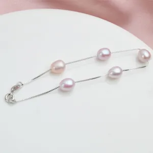 925 Sterling Silver Bracelet Natural Freshwater Pearl