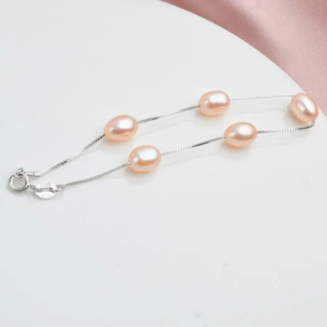 925 Sterling Silver Bracelet Natural Freshwater Pearl