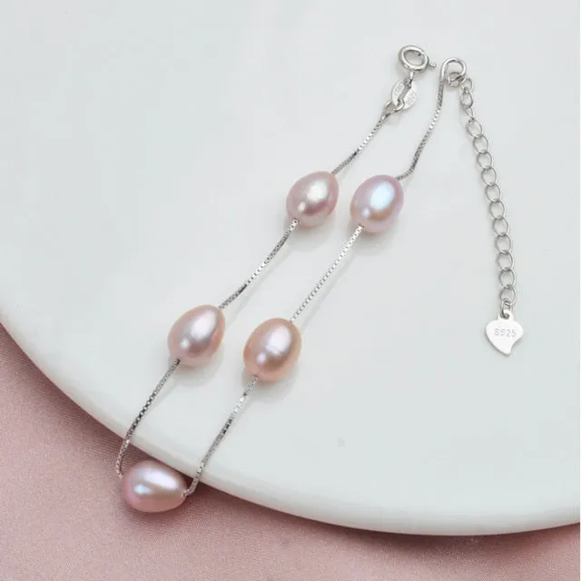 925 Sterling Silver Bracelet Natural Freshwater Pearl