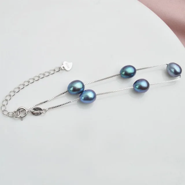 925 Sterling Silver Bracelet Natural Freshwater Pearl