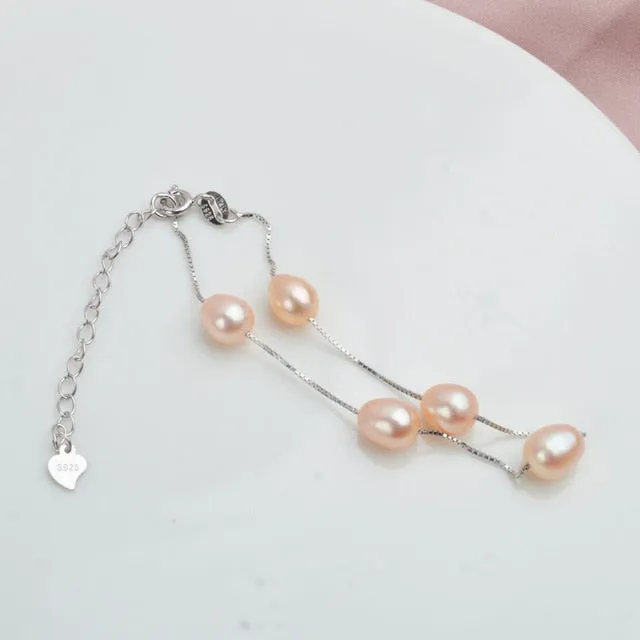 925 Sterling Silver Bracelet Natural Freshwater Pearl