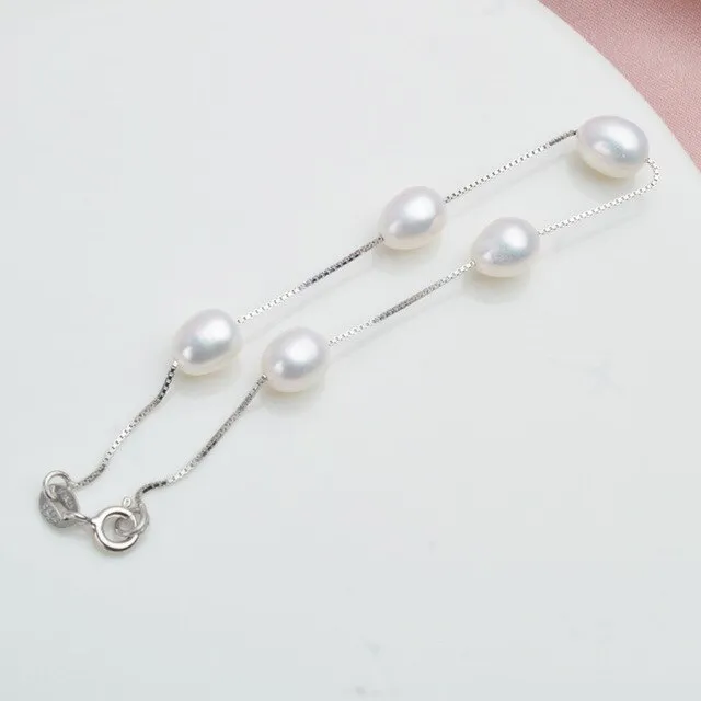 925 Sterling Silver Bracelet Natural Freshwater Pearl