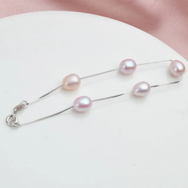 925 Sterling Silver Bracelet Natural Freshwater Pearl