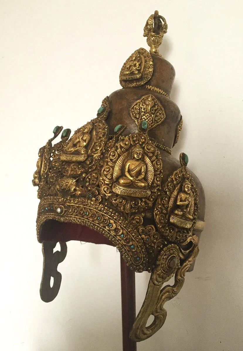 985 SOLD Antique Buddhist Tantric Priest Ceremonial Diadem Crown