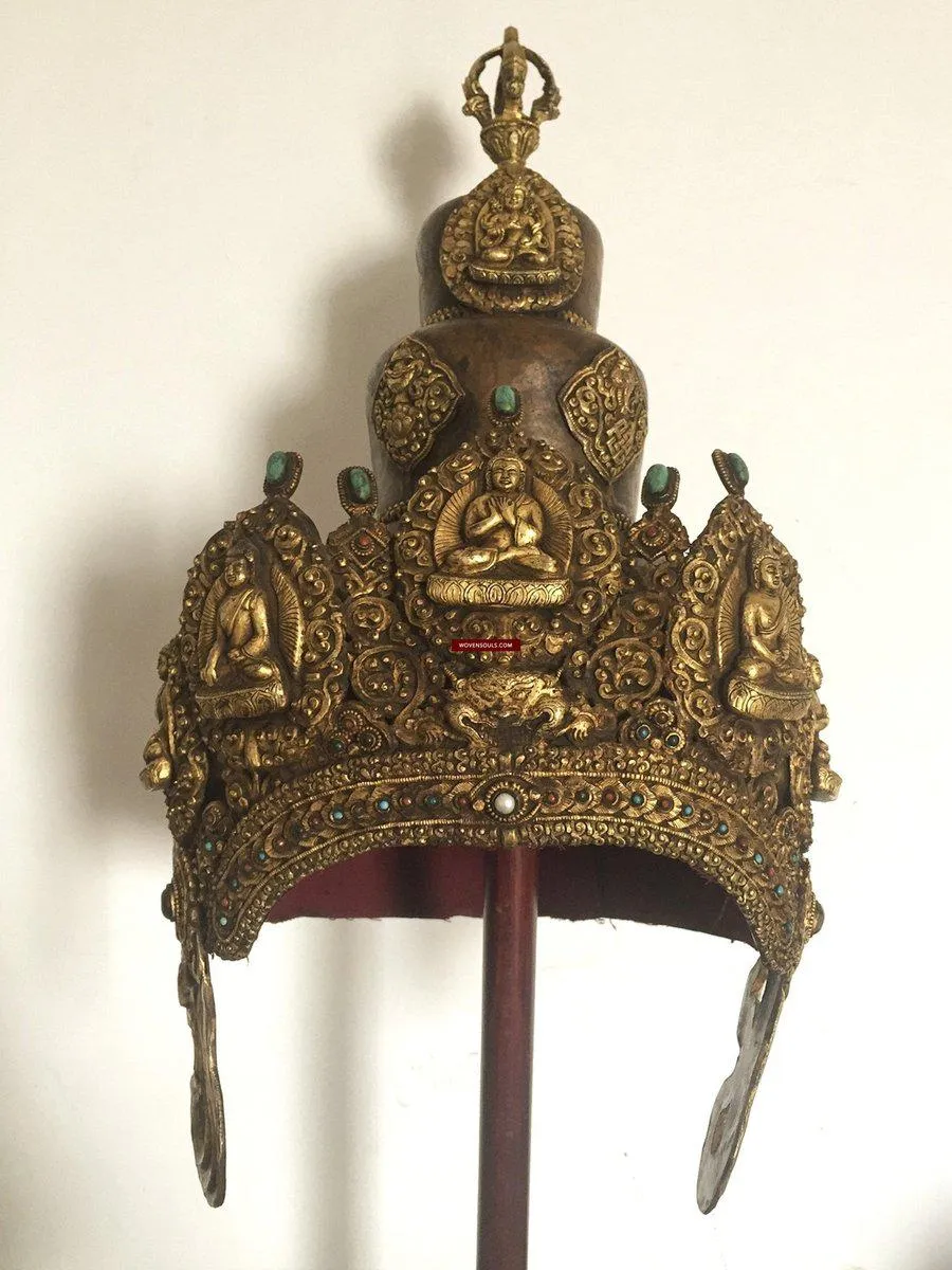 985 SOLD Antique Buddhist Tantric Priest Ceremonial Diadem Crown