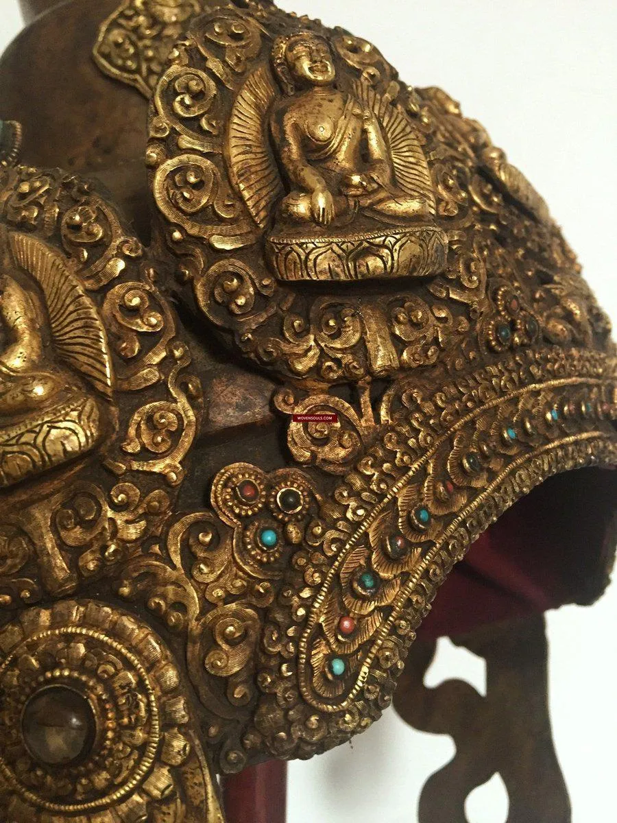 985 SOLD Antique Buddhist Tantric Priest Ceremonial Diadem Crown