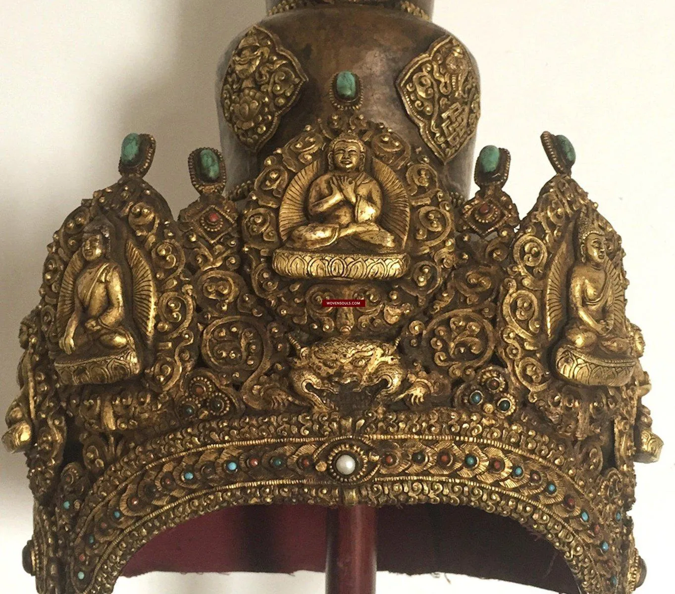 985 SOLD Antique Buddhist Tantric Priest Ceremonial Diadem Crown