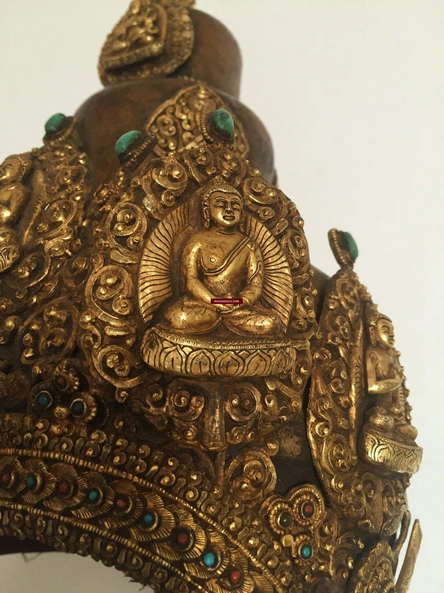 985 SOLD Antique Buddhist Tantric Priest Ceremonial Diadem Crown