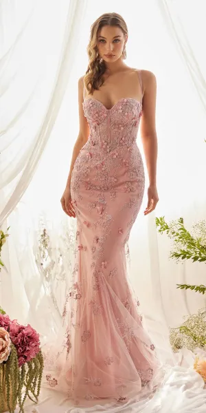 Andrea & Leo A1115 Floor Length Embellished Daisy Mermaid Gown