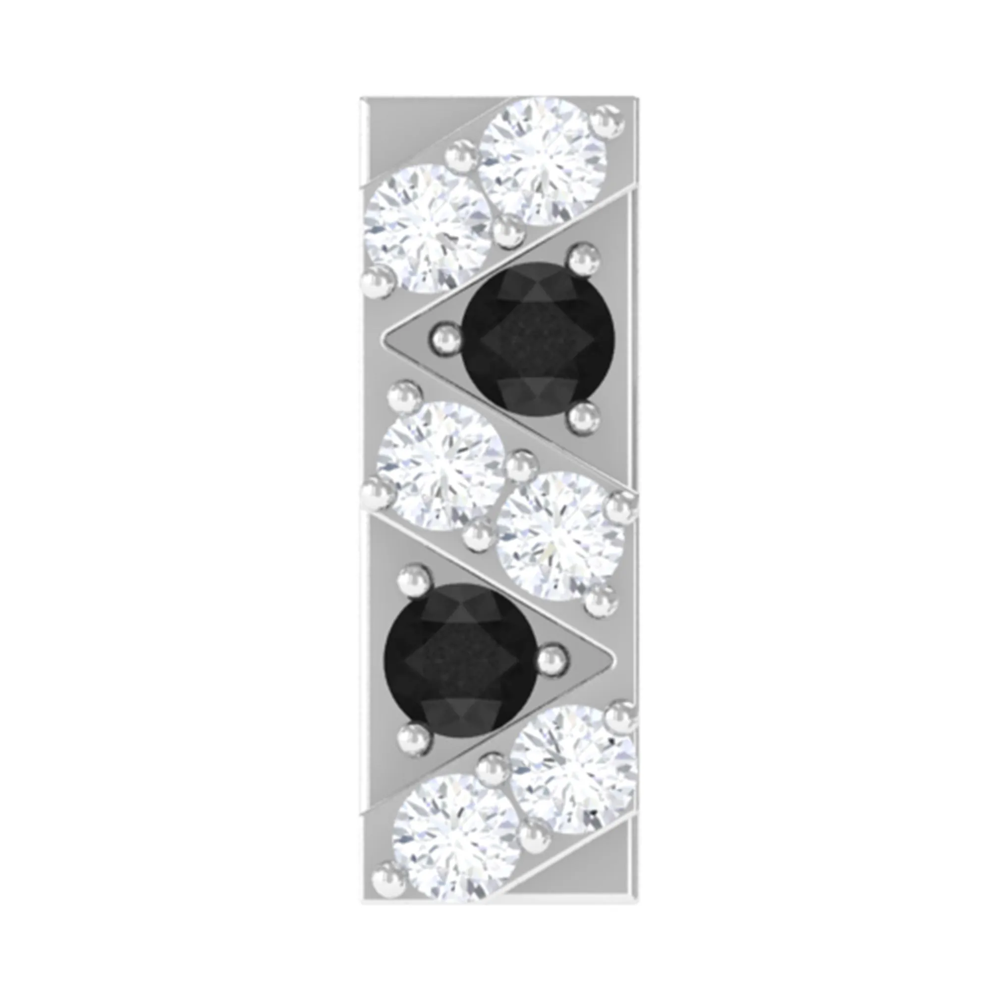 Black Diamond and Moissanite Gold Bar Conch Earring