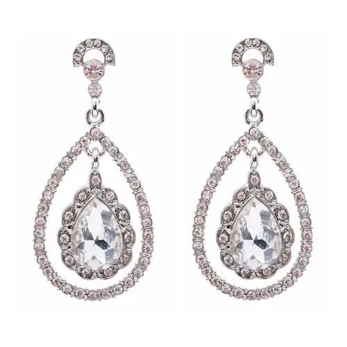 Bridal Wedding Jewelry Crystal Rhinestone Dazzle Elegant Dangle Drop Earrings SV