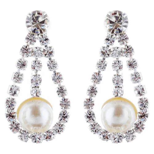 Bridal Wedding Jewelry Set Crystal Rhinestone Pearl Elegant Classy Necklace