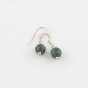 Dark Green Single Bead Earrings