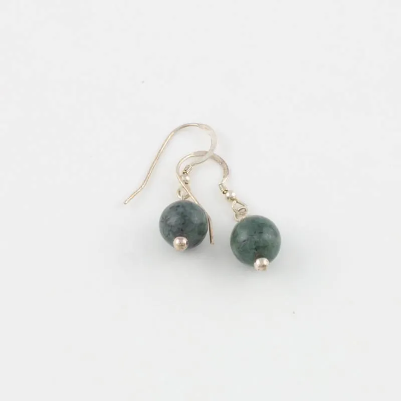 Dark Green Single Bead Earrings