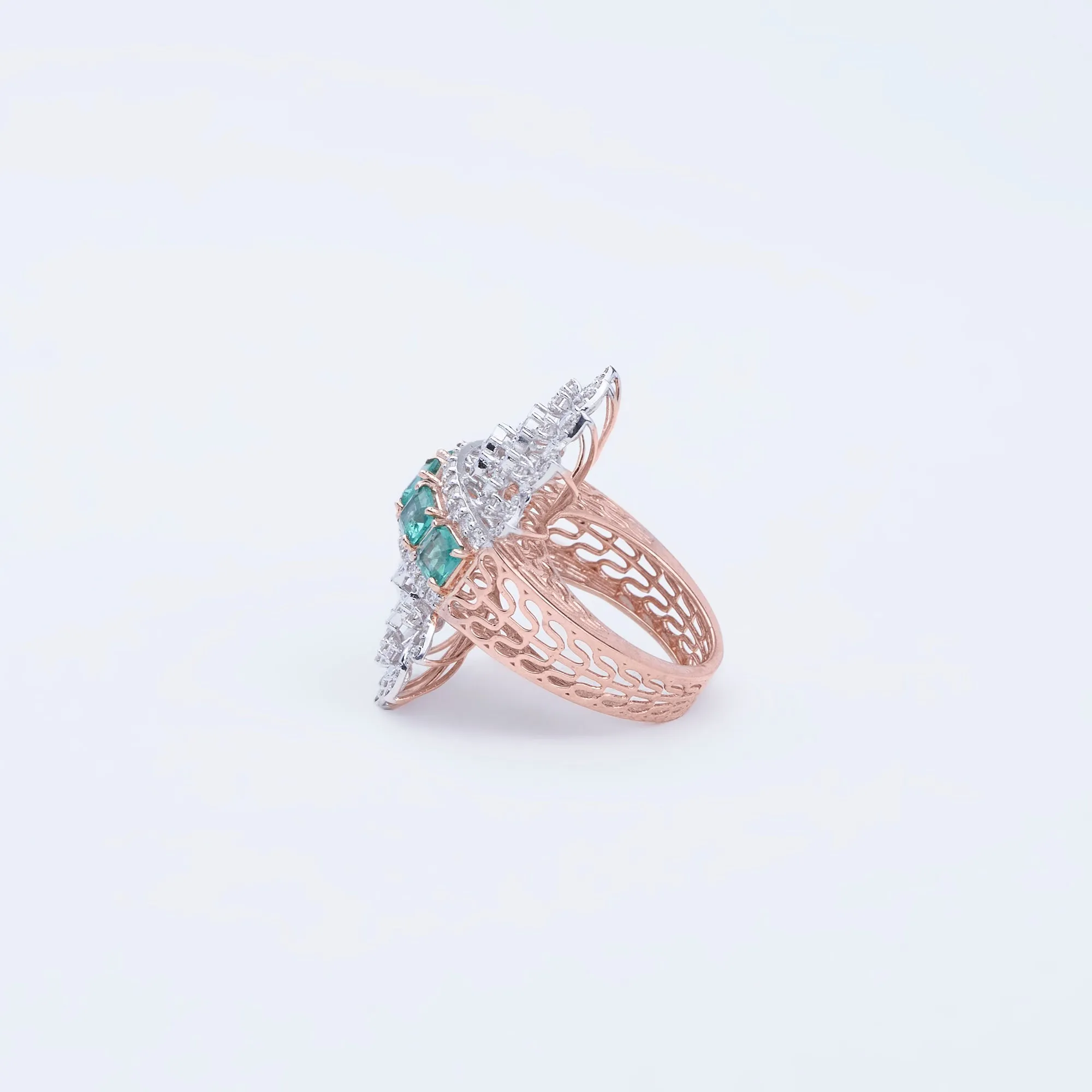 Emerald Halo Cocktail Ring