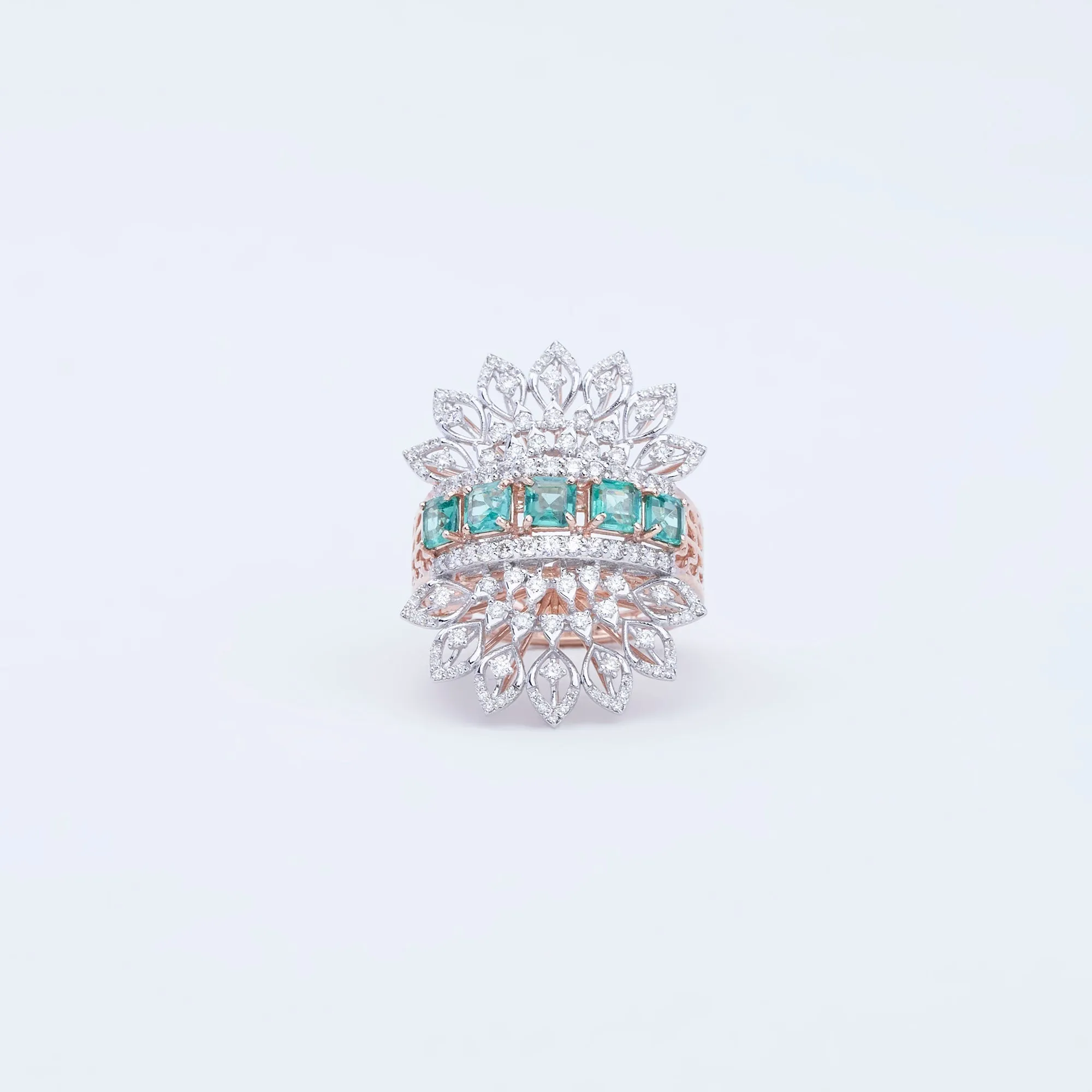 Emerald Halo Cocktail Ring