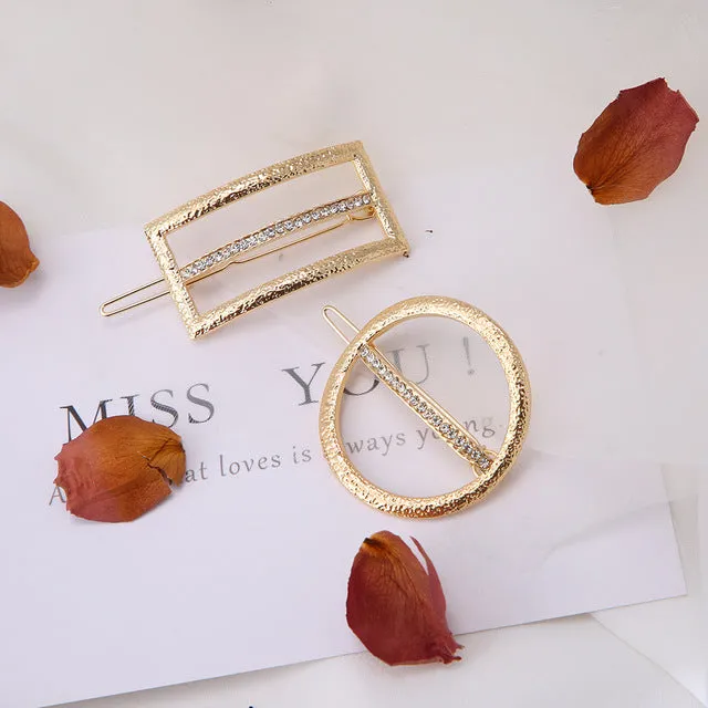 Fashion Woman Hair Accessories Triangle Hair Clip Pin Metal Geometric Alloy Hairband Moon Circle Hairgrip Barrette Girls Holder