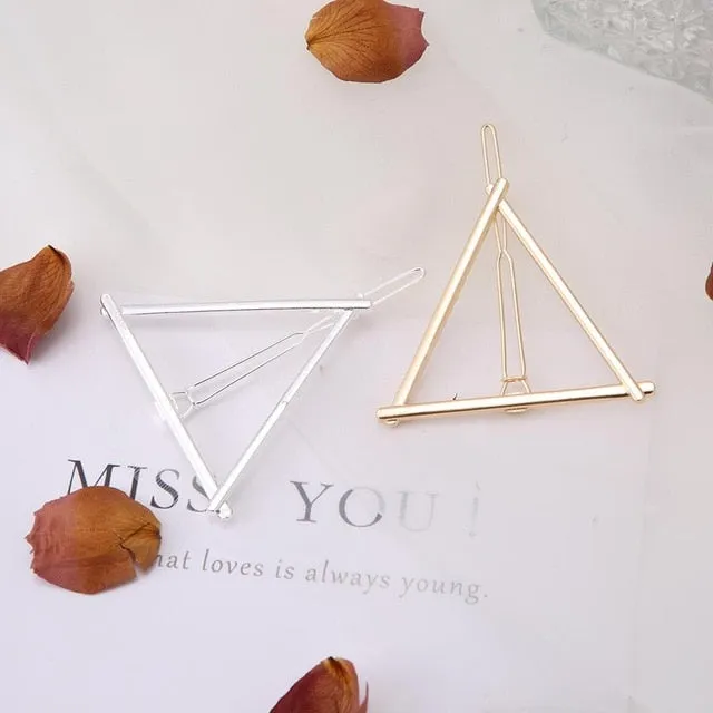 Fashion Woman Hair Accessories Triangle Hair Clip Pin Metal Geometric Alloy Hairband Moon Circle Hairgrip Barrette Girls Holder