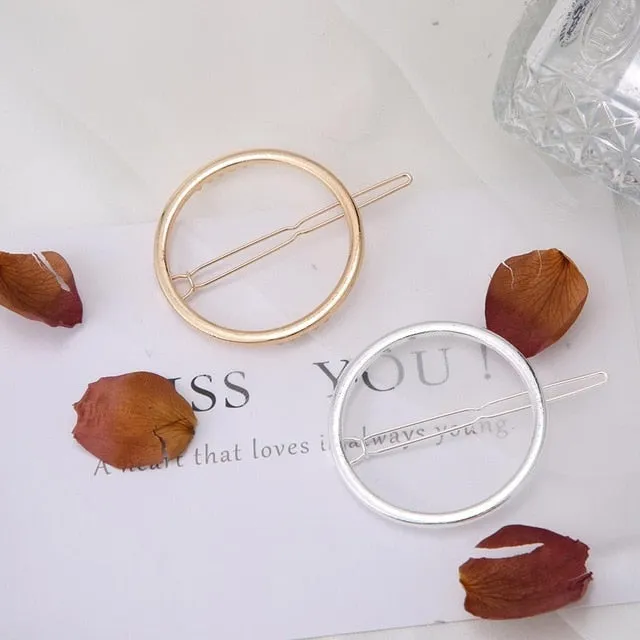 Fashion Woman Hair Accessories Triangle Hair Clip Pin Metal Geometric Alloy Hairband Moon Circle Hairgrip Barrette Girls Holder