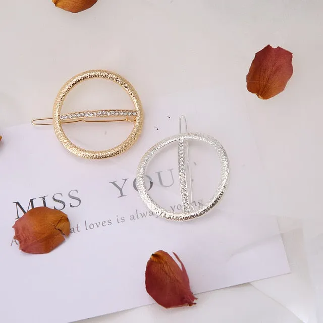 Fashion Woman Hair Accessories Triangle Hair Clip Pin Metal Geometric Alloy Hairband Moon Circle Hairgrip Barrette Girls Holder