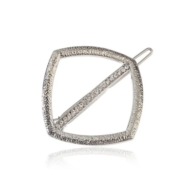 Fashion Woman Hair Accessories Triangle Hair Clip Pin Metal Geometric Alloy Hairband Moon Circle Hairgrip Barrette Girls Holder