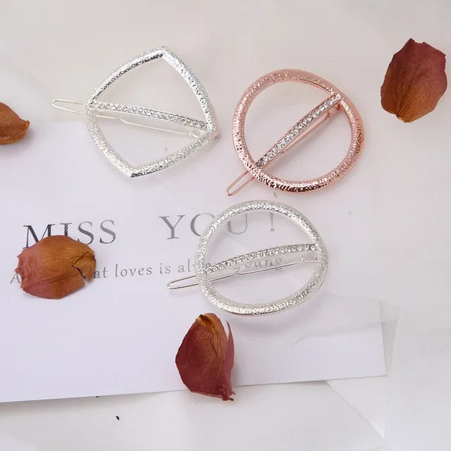 Fashion Woman Hair Accessories Triangle Hair Clip Pin Metal Geometric Alloy Hairband Moon Circle Hairgrip Barrette Girls Holder