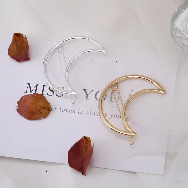 Fashion Woman Hair Accessories Triangle Hair Clip Pin Metal Geometric Alloy Hairband Moon Circle Hairgrip Barrette Girls Holder