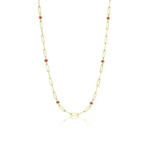 Forget Me Not Ruby Bezel Necklace