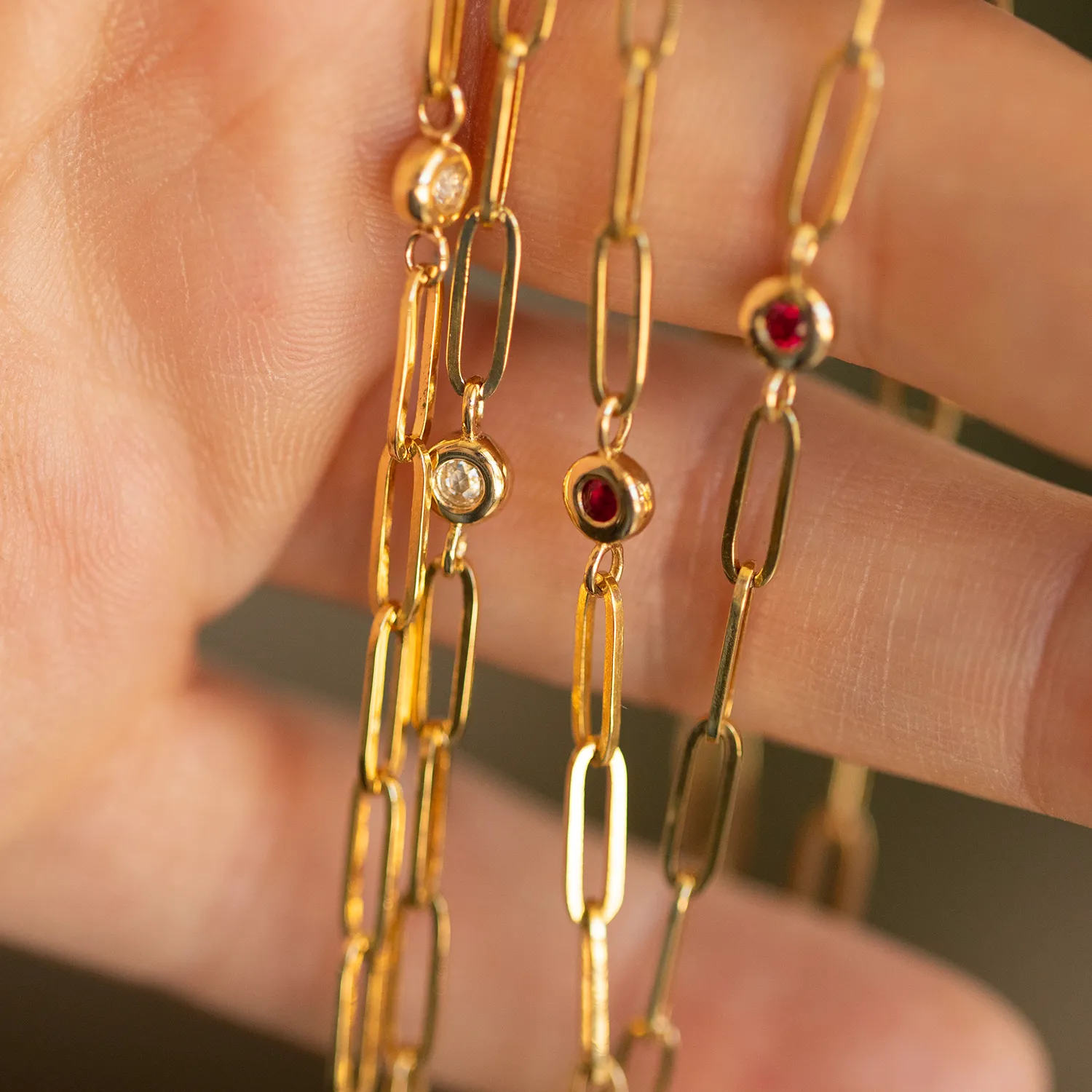 Forget Me Not Ruby Bezel Necklace
