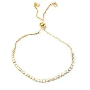 Gold Cubic Zirconia Pull Tie Adjustable Bracelet