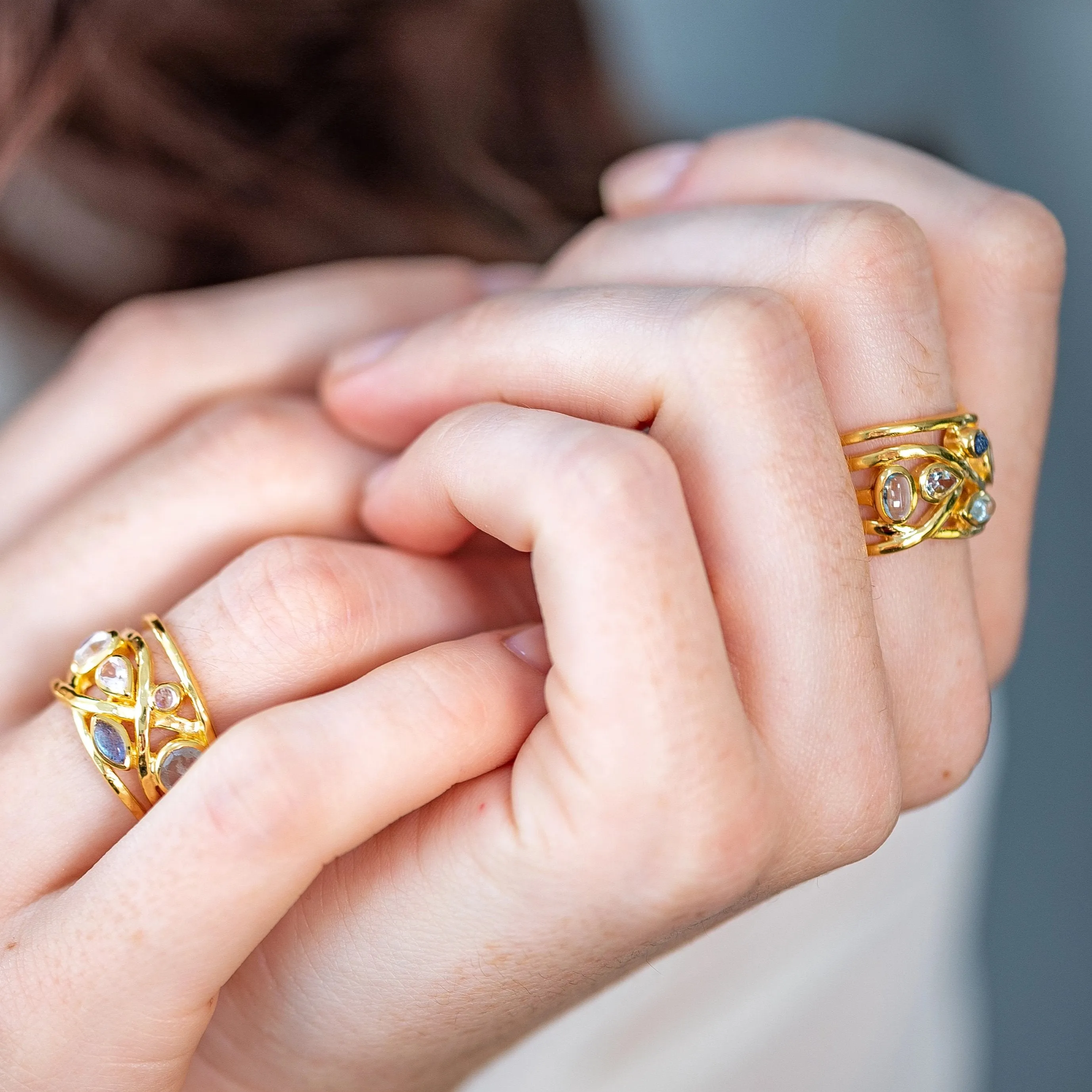 Gold Vermeil Ring Pastel Gemstones Liana