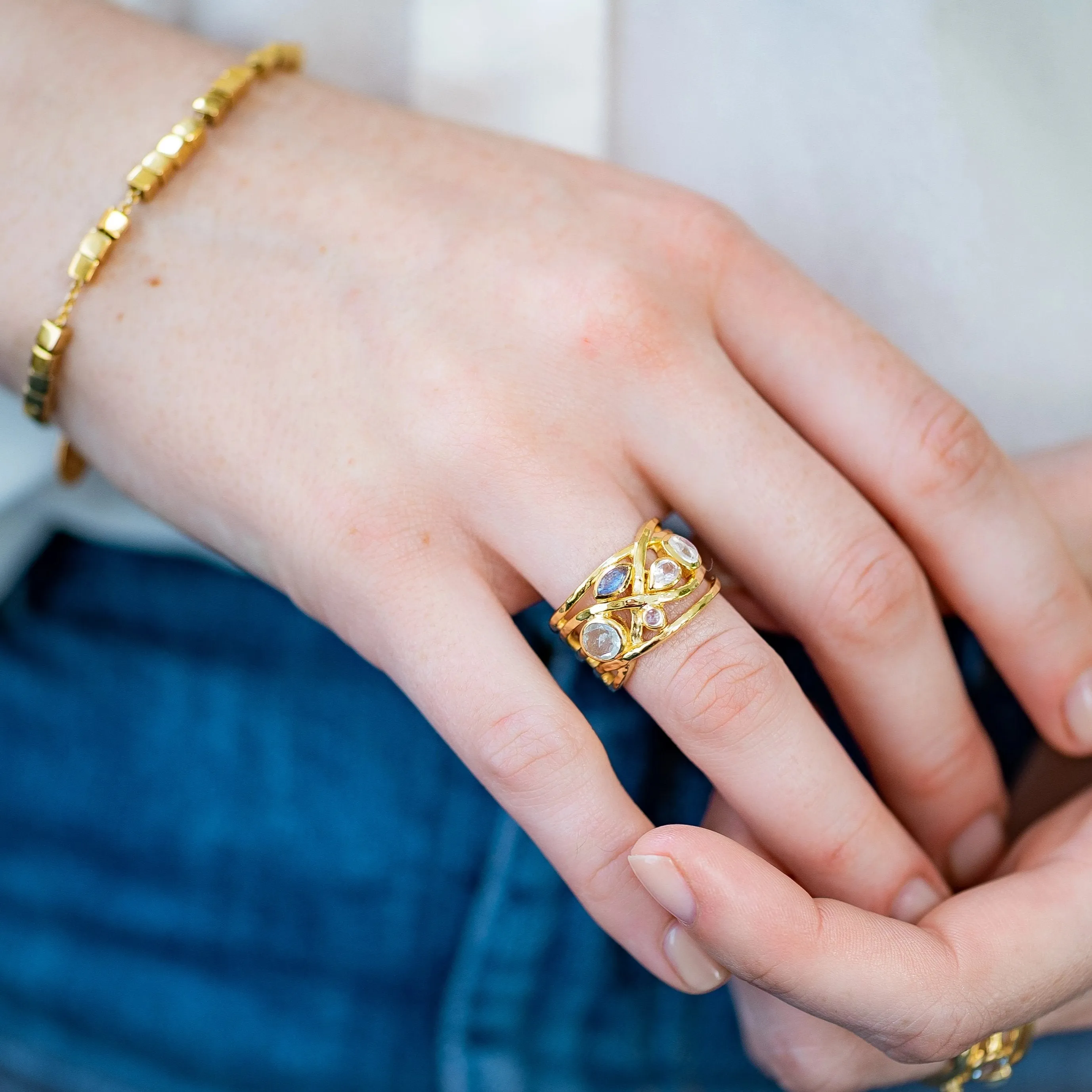 Gold Vermeil Ring Pastel Gemstones Liana