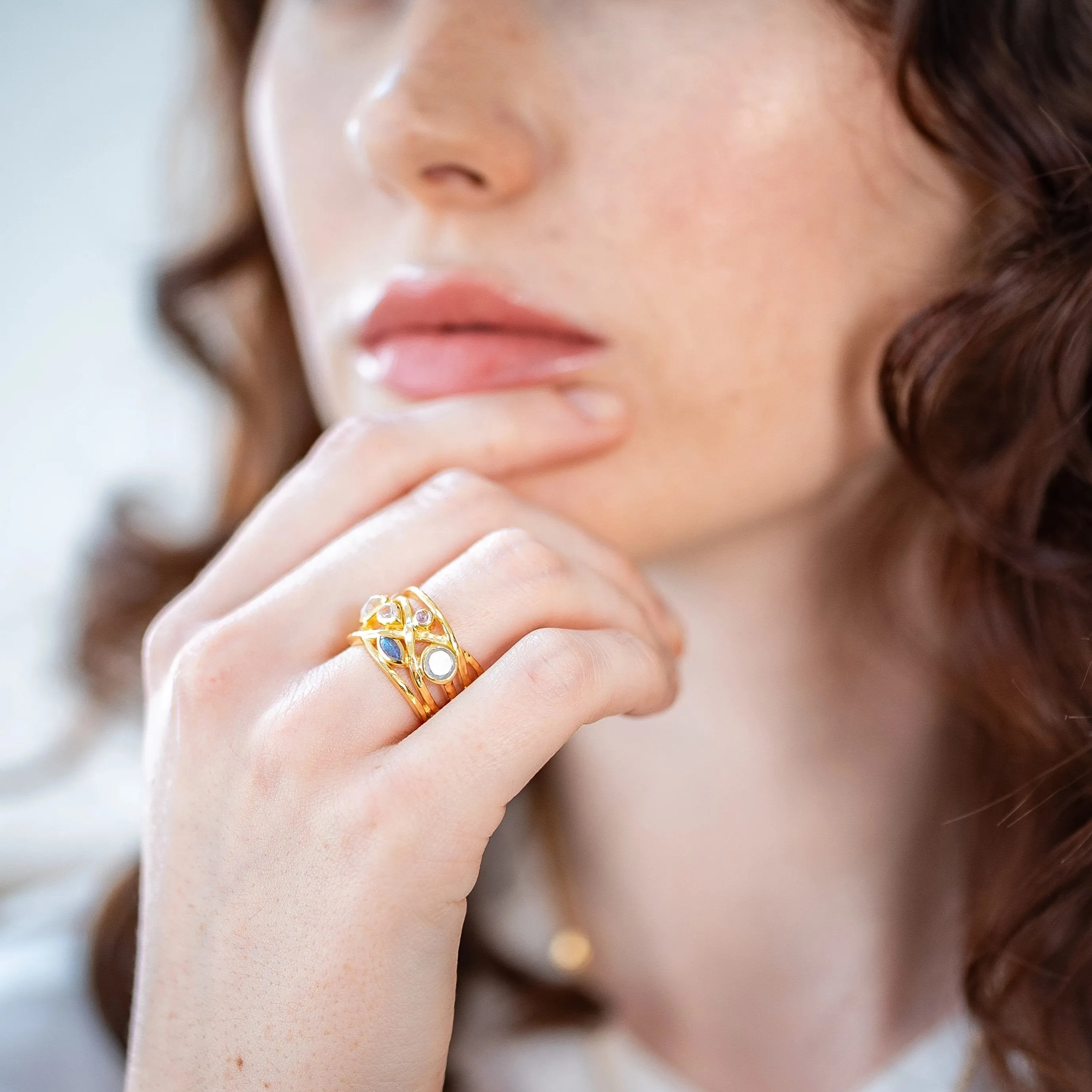 Gold Vermeil Ring Pastel Gemstones Liana