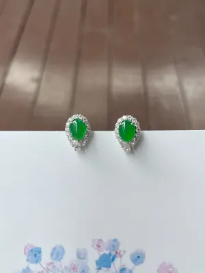 Green Jade Earrings - Cabochons (NJE157)