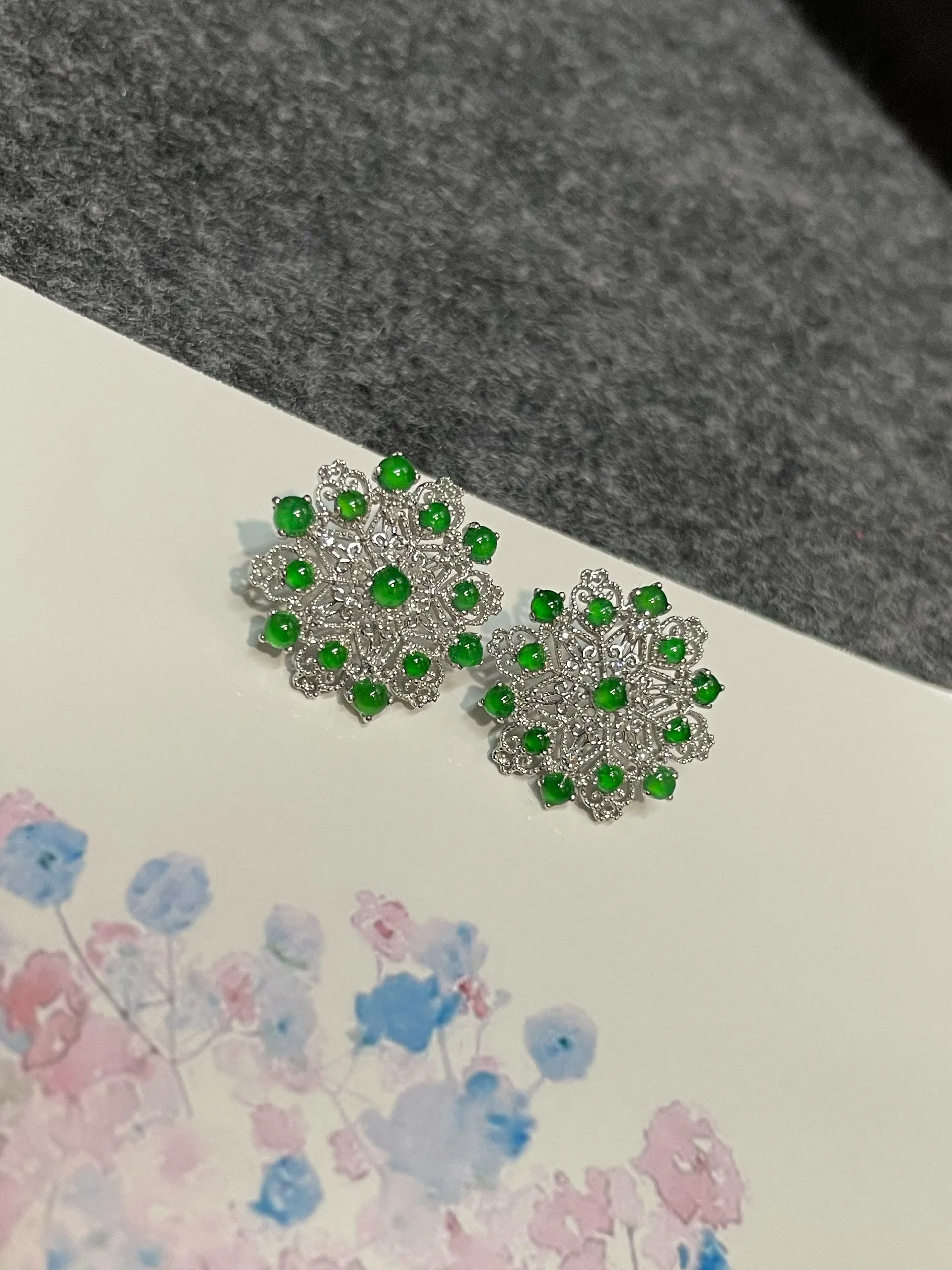 Green Jade Earrings - Cabochons (NJE167)
