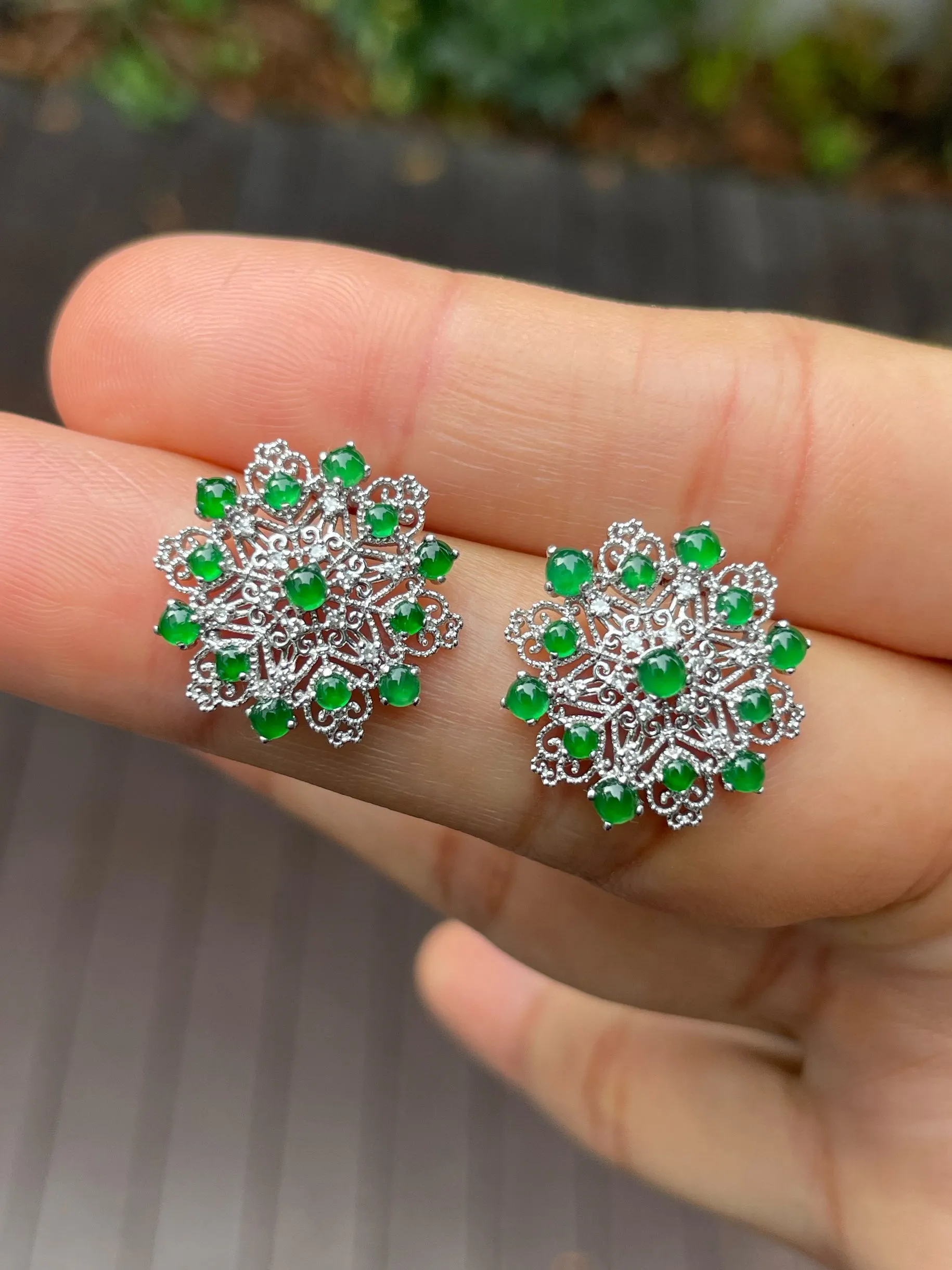 Green Jade Earrings - Cabochons (NJE167)