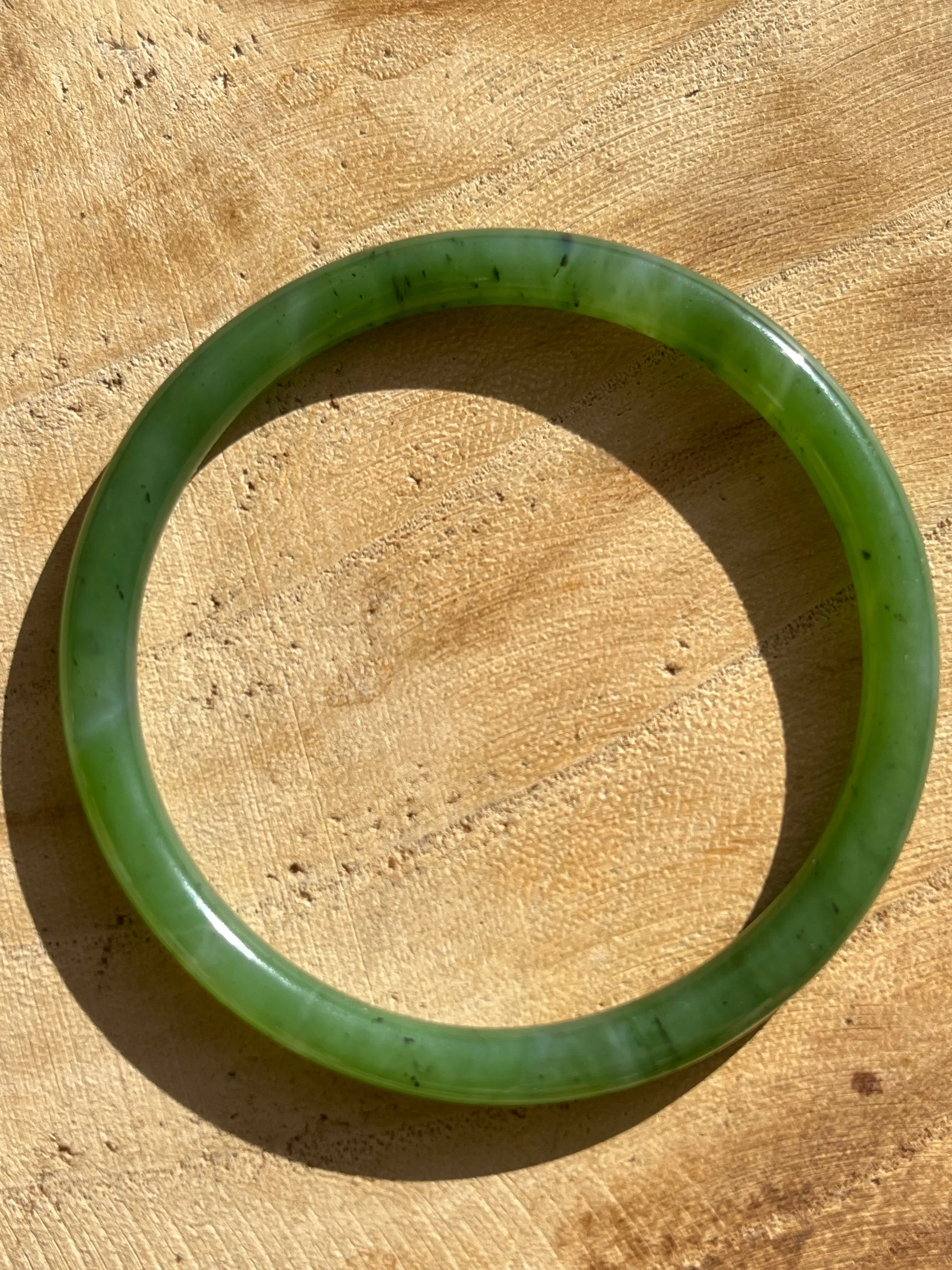 Green Nephrite Jade Slim Bangle 54mm