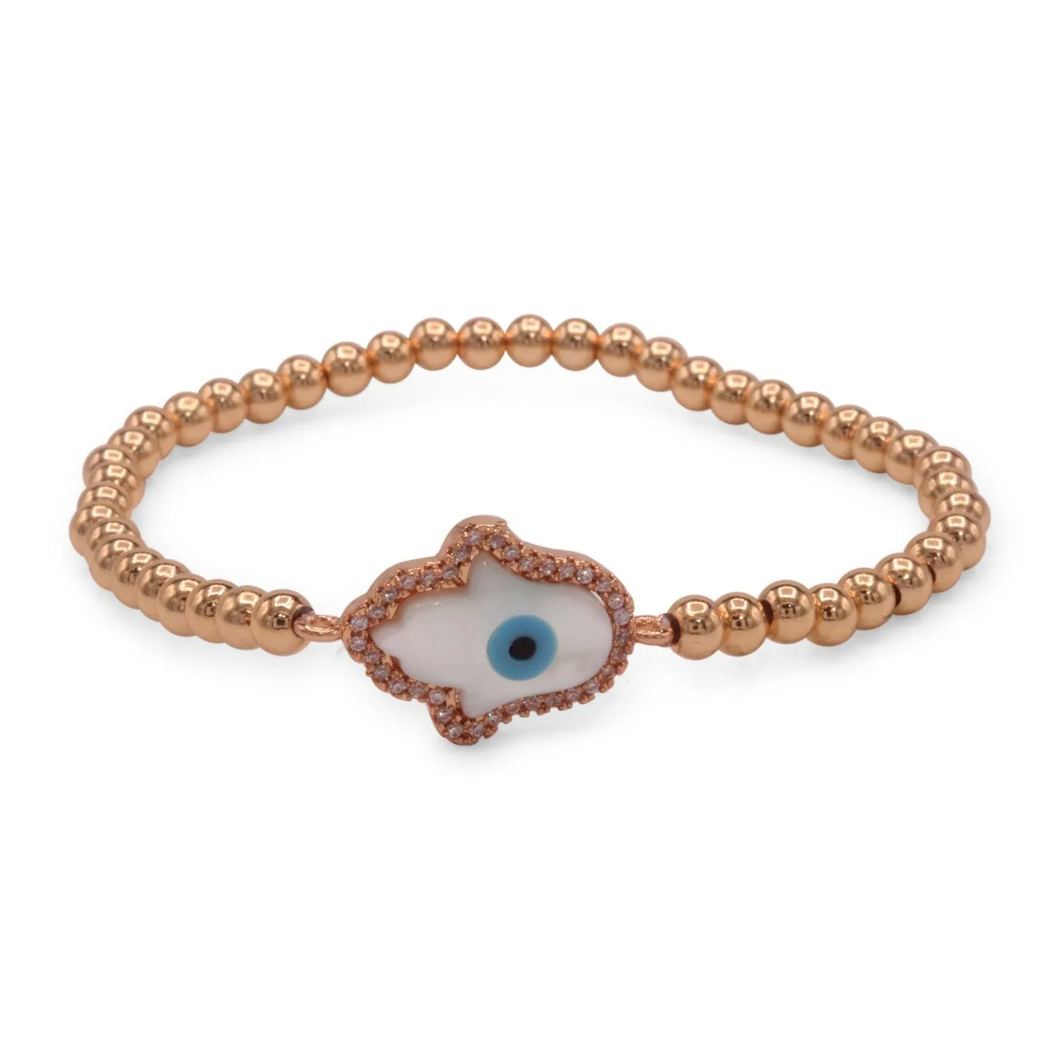 Hamsa Evil Eye Cubic Zirconia Charm Bracelet