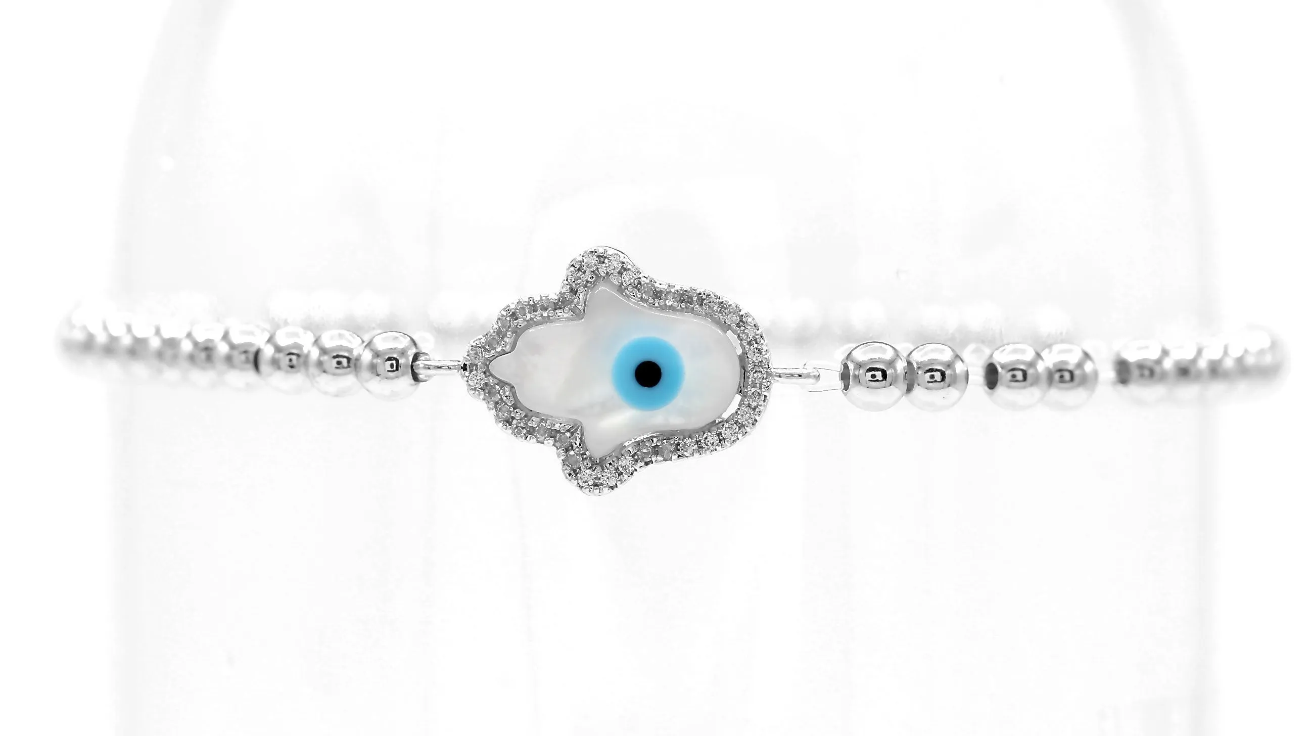 Hamsa Evil Eye Cubic Zirconia Charm Bracelet