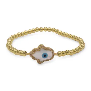 Hamsa Evil Eye Cubic Zirconia Charm Bracelet