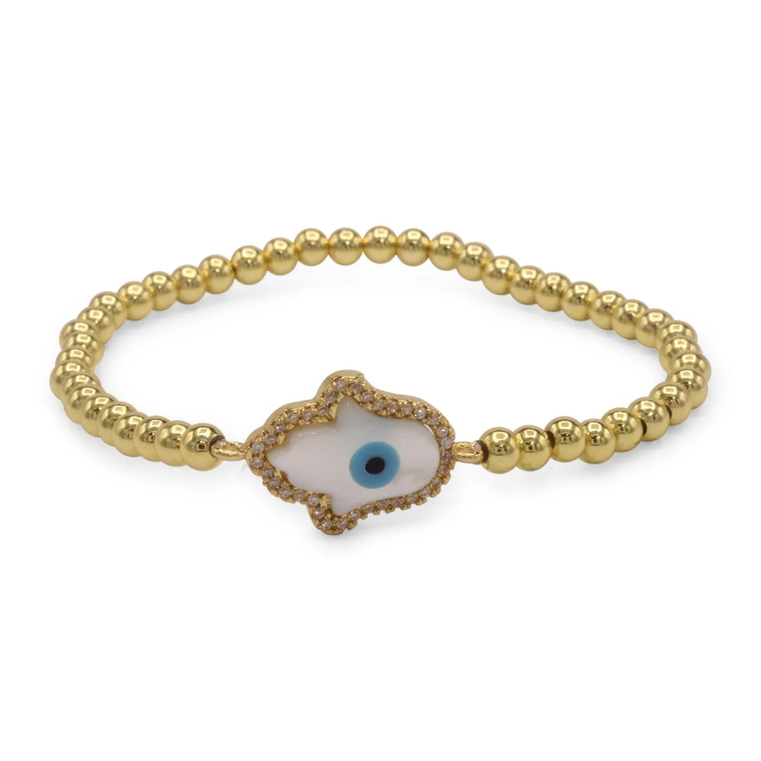 Hamsa Evil Eye Cubic Zirconia Charm Bracelet