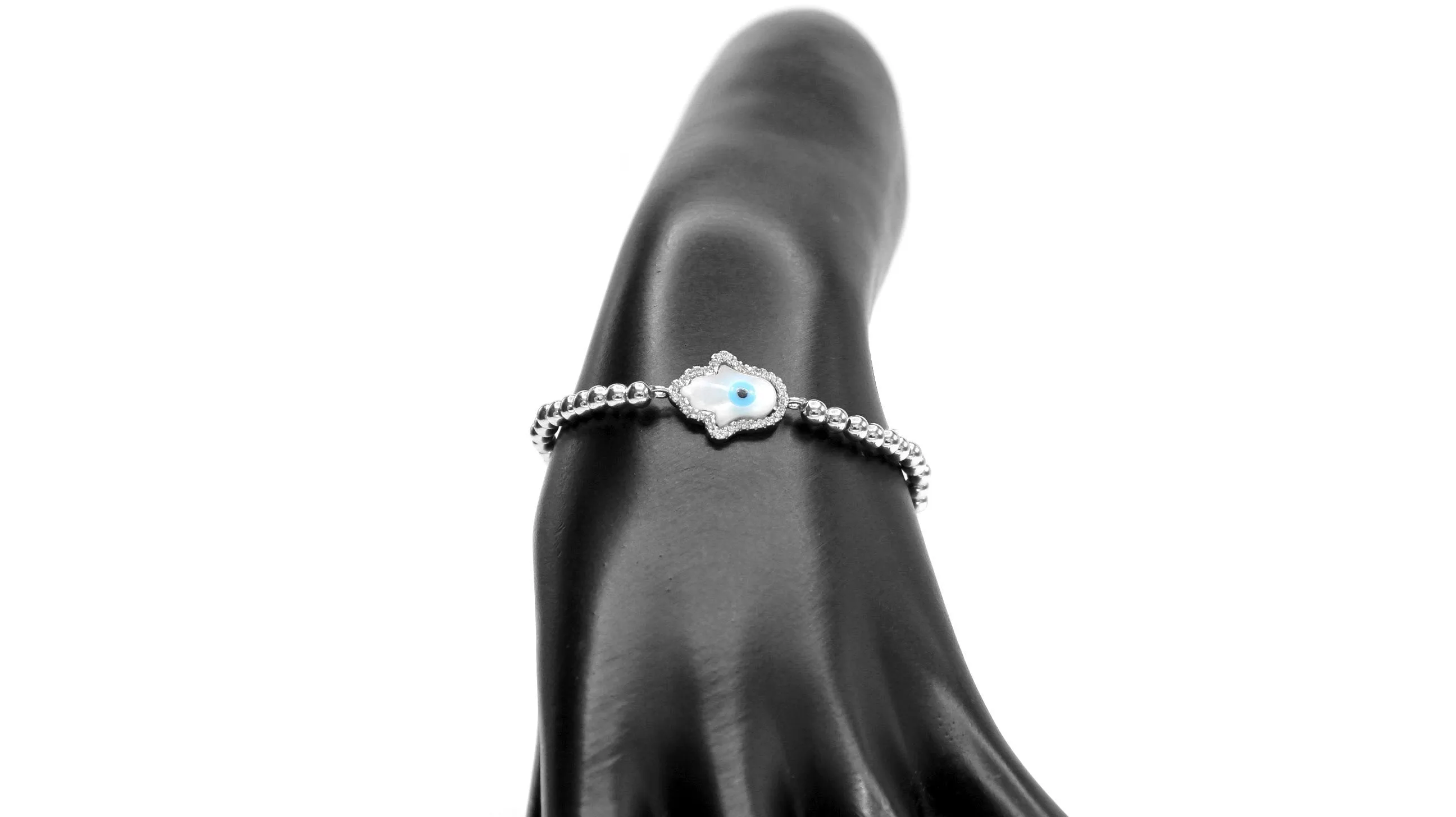 Hamsa Evil Eye Cubic Zirconia Charm Bracelet