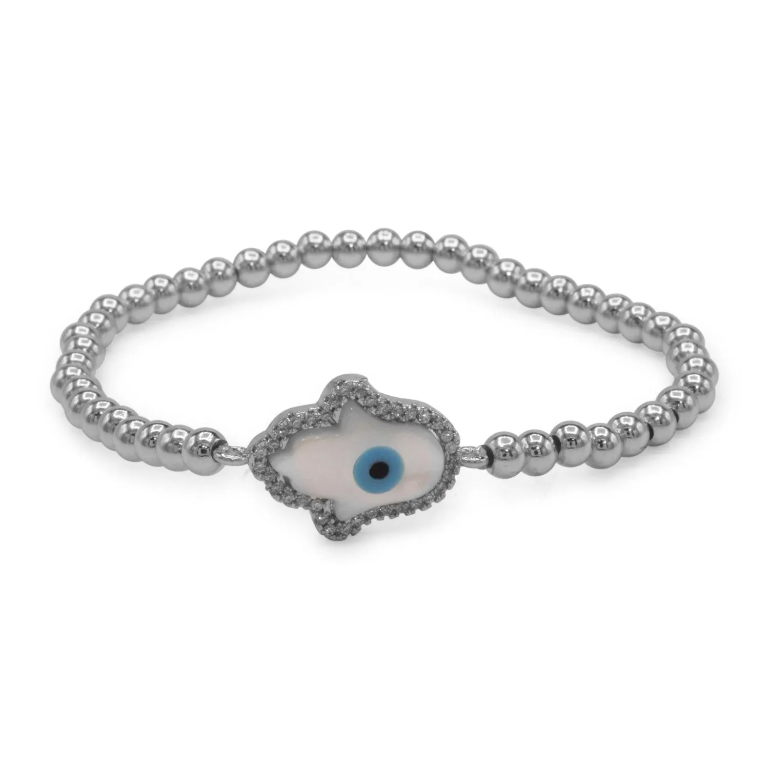 Hamsa Evil Eye Cubic Zirconia Charm Bracelet