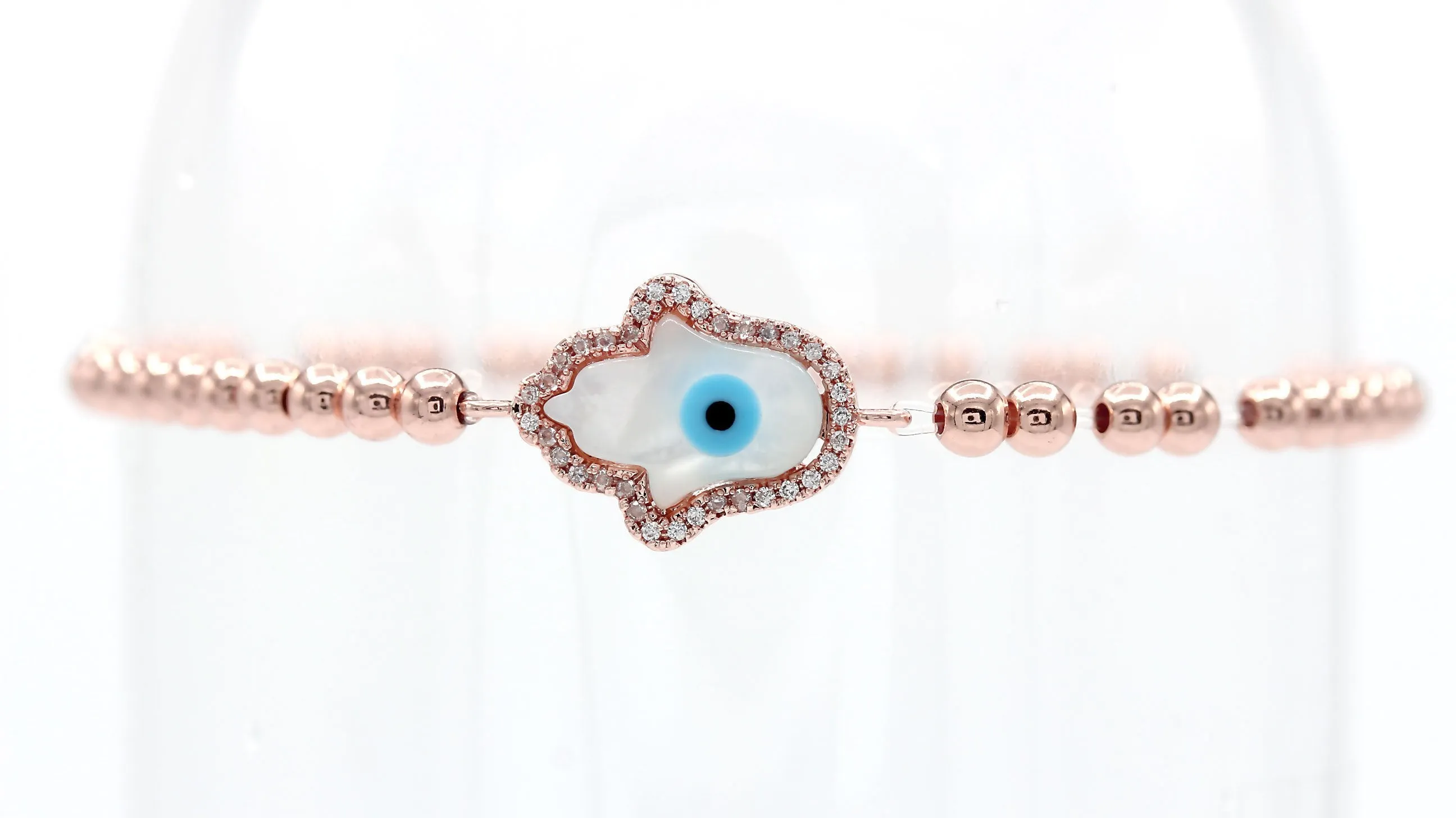 Hamsa Evil Eye Cubic Zirconia Charm Bracelet